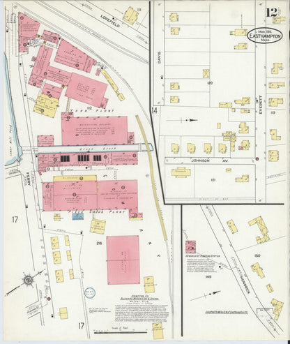Sanborn Fire Insurance Map from East Hampton, Hampshire County, Massachusetts (1916), Sheet #0012 - Complete Map Set gallery image, historic Sanborn map, vintage wall art, Massachusetts Massachusetts