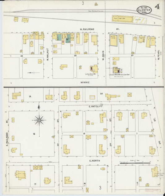 Sanborn Fire Insurance Map from Gloster, Amite County, Mississippi (1904), Sheet #0004 - Historic Sanborn Fire Insurance Map Print, vintage old map wall art, antique decor, genealogy gift, Mississippi Mississippi map