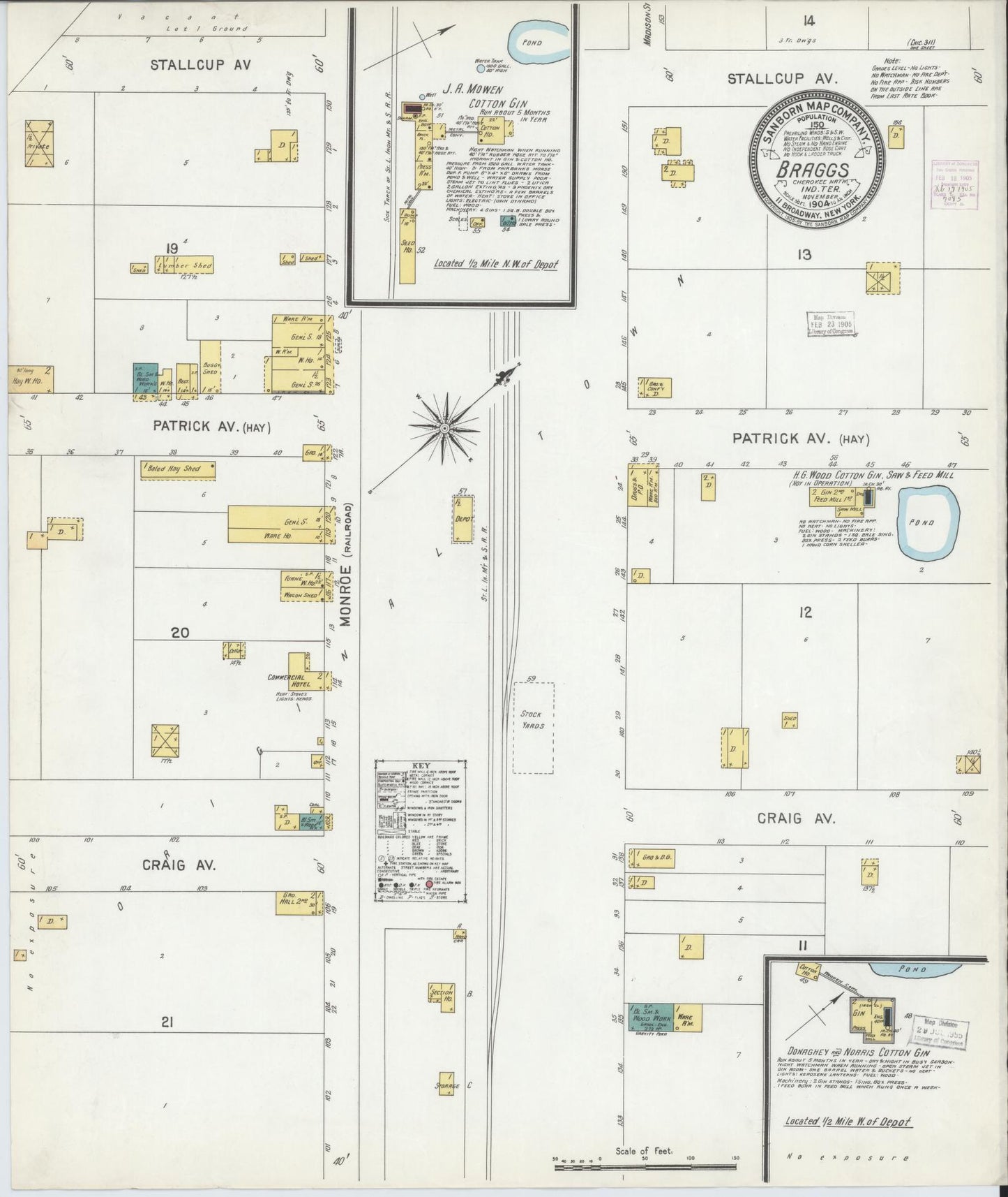 Sanborn Fire Insurance Map from Braggs, Muskogee County, Oklahoma (1904), Sheet #0001 - Historic Sanborn Fire Insurance Map Print, vintage old map wall art, antique decor, genealogy gift, Oklahoma Oklahoma map