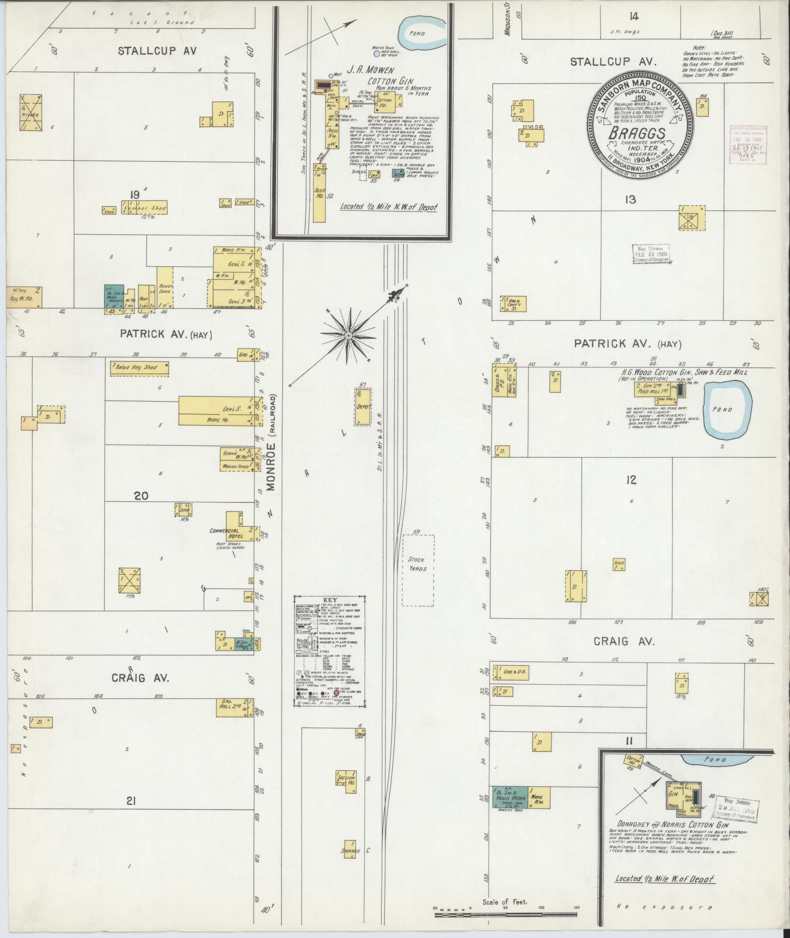 Sanborn Fire Insurance Map from Braggs, Muskogee County, Oklahoma (1904), Sheet #0001 - Historic Sanborn Fire Insurance Map Print, vintage old map wall art, antique decor, genealogy gift, Oklahoma Oklahoma map