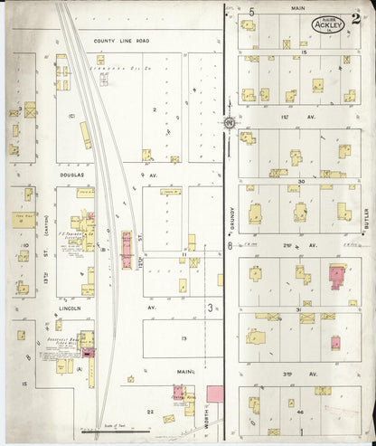 Sanborn Fire Insurance Map from Ackley, Hardin and Franklin Counties, Iowa (1916), Sheet #0002 - Historic Sanborn Fire Insurance Map Print