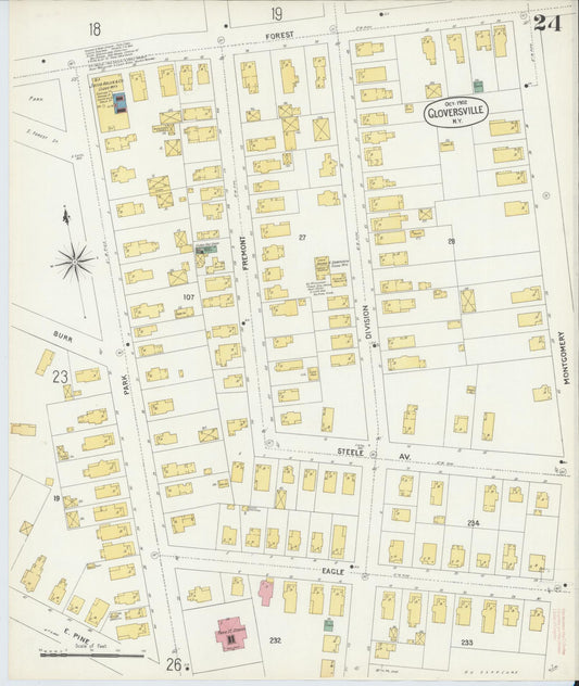 Sanborn Fire Insurance Map from Gloversville, Fulton County, New York (1902), Sheet #0024 - Historic Sanborn Fire Insurance Map Print, vintage old map wall art, antique decor, genealogy gift, New York New York map