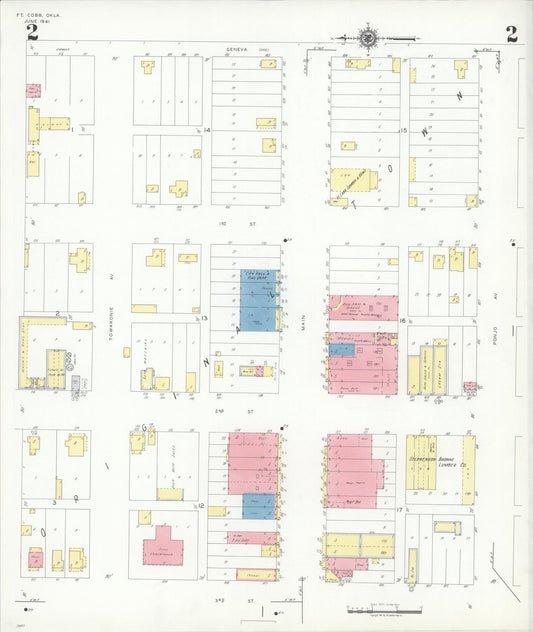 Sanborn Fire Insurance Map from Fort Cobb, Caddo County, Oklahoma (1941), Sheet #0002 - Historic Sanborn Fire Insurance Map Print, vintage old map wall art, antique decor, genealogy gift, Oklahoma Oklahoma map