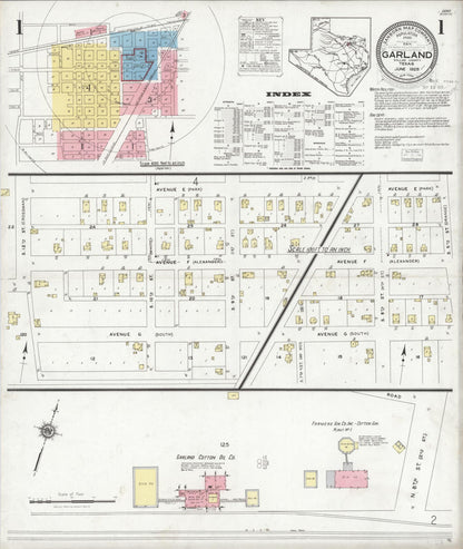 Sanborn Fire Insurance Map from Garland, Dallas County, Texas (1928), Sheet #0001 - Historic Sanborn Fire Insurance Map Print, vintage old map wall art, antique decor, genealogy gift, Texas Texas map
