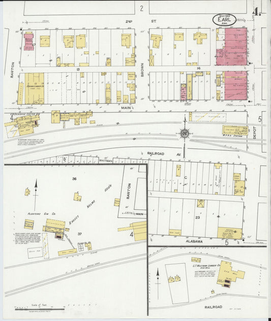 Sanborn Fire Insurance Map from Earle, Crittenden County, Arkansas (1919), Sheet #0004 - Historic Sanborn Fire Insurance Map Print, vintage old map wall art, antique decor, genealogy gift, Arkansas Arkansas map
