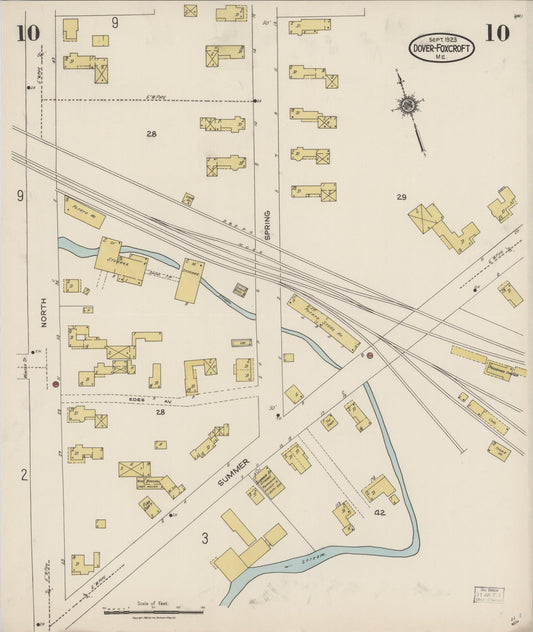 Sanborn Fire Insurance Map from Dover, Piscataguis County, Maine (1923), Sheet #0010 - Historic Sanborn Fire Insurance Map Print, vintage old map wall art, antique decor, genealogy gift, Maine Maine map