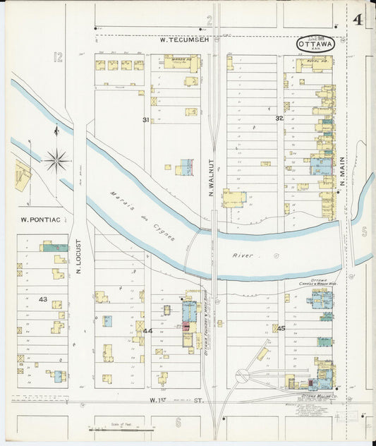 Sanborn Fire Insurance Map from Ottawa, Franklin County, Kansas (1893), Sheet #0004 - Historic Sanborn Fire Insurance Map Print, vintage old map wall art, antique decor, genealogy gift, Kansas Kansas map