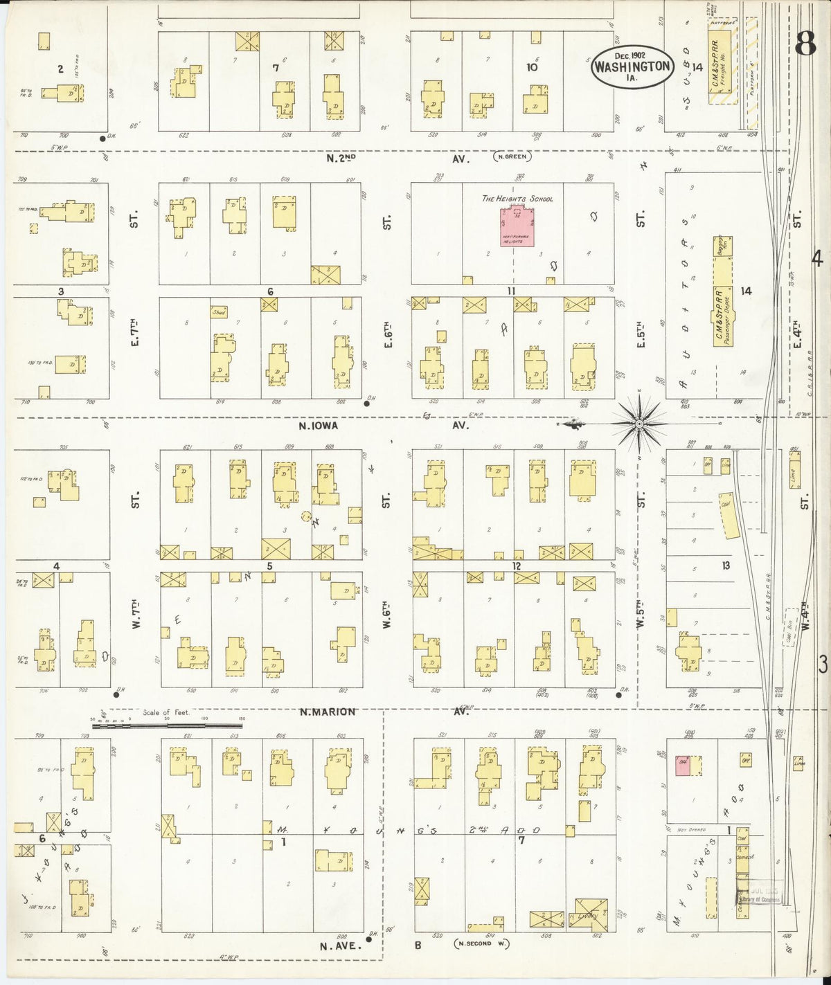 Sanborn Fire Insurance Map from Washington, Washington County, Iowa (1902), Sheet #0008 - Complete Map Set gallery image, historic Sanborn map, vintage wall art, Sanborn Fire Insurance Map from Washington Washington
