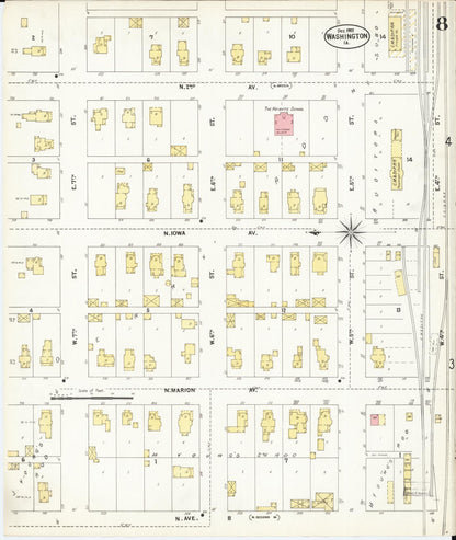 Sanborn Fire Insurance Map from Washington, Washington County, Iowa (1902), Sheet #0008 - Complete Map Set gallery image, historic Sanborn map, vintage wall art, Sanborn Fire Insurance Map from Washington Washington