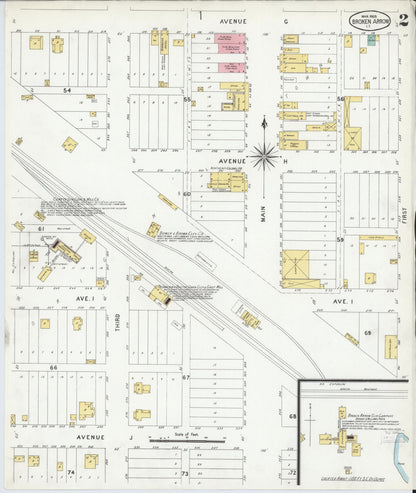 Sanborn Fire Insurance Map from Broken Arrow, Tulsa County, Oklahoma (1905), Sheet #0002 - Complete Map Set gallery image, historic Sanborn map, vintage wall art, Oklahoma Oklahoma