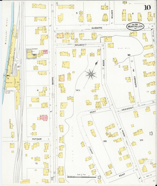 Sanborn Fire Insurance Map from Montpelier, Washington County, Vermont (1905), Sheet #0010 - Historic Sanborn Fire Insurance Map Print, vintage old map wall art, antique decor, genealogy gift, Vermont Vermont map