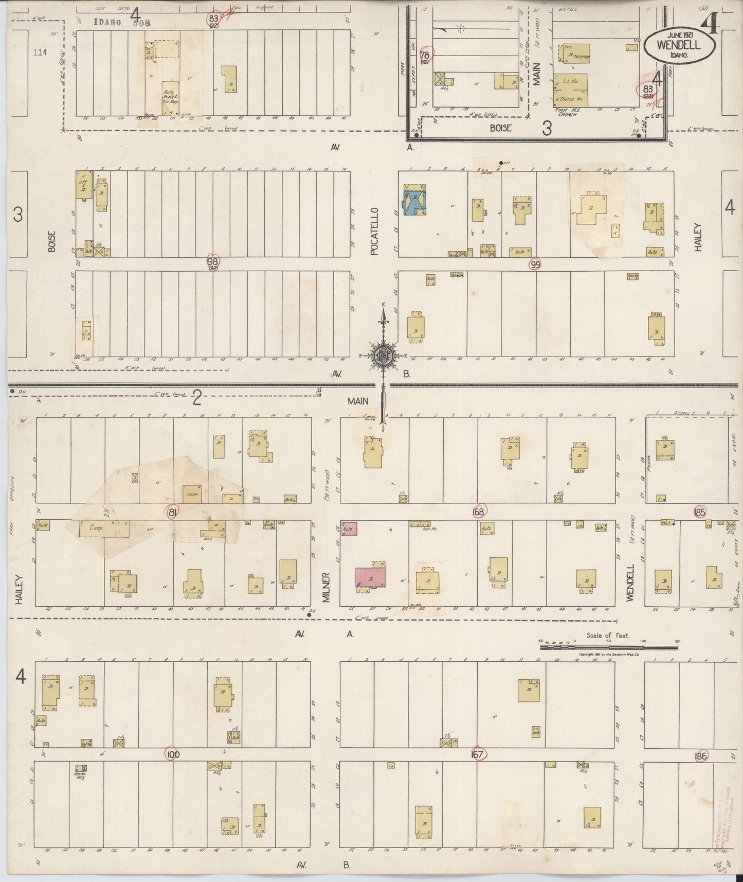 Sanborn Fire Insurance Map from Wendell, Gooding County, Idaho (1931), Sheet #0004 - Historic Sanborn Fire Insurance Map Print, vintage old map wall art, antique decor, genealogy gift, Idaho Idaho map