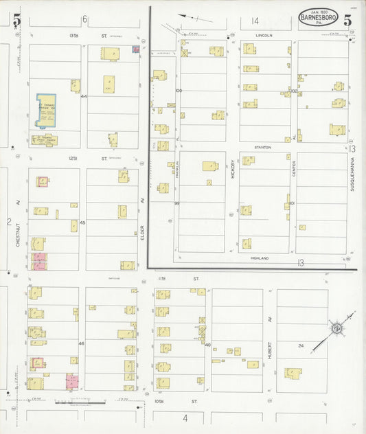 Sanborn Fire Insurance Map from Barnesboro, Cambria County, Pennsylvania (1930), Sheet #0005 - Historic Sanborn Fire Insurance Map Print, vintage old map wall art, antique decor, genealogy gift, Pennsylvania Pennsylvania map