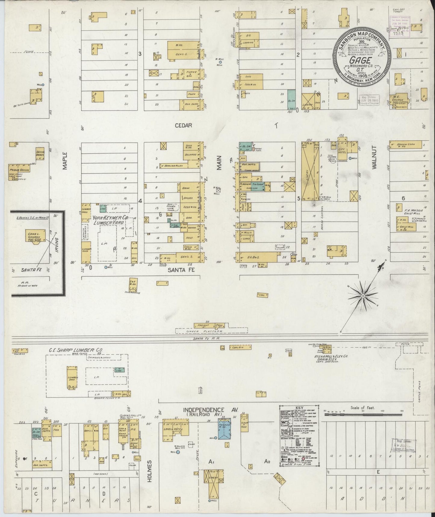 Sanborn Fire Insurance Map from Gage, Ellis County, Oklahoma (1905), Sheet #0001 - Historic Sanborn Fire Insurance Map Print, vintage old map wall art, antique decor, genealogy gift, Oklahoma Oklahoma map