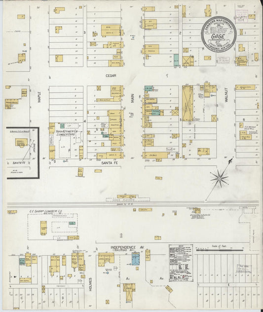 Sanborn Fire Insurance Map from Gage, Ellis County, Oklahoma (1905), Sheet #0001 - Historic Sanborn Fire Insurance Map Print, vintage old map wall art, antique decor, genealogy gift, Oklahoma Oklahoma map