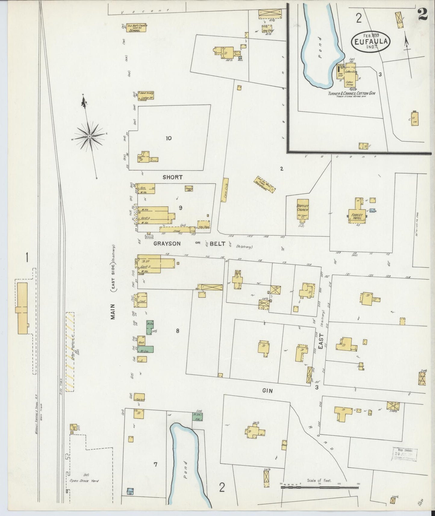 Sanborn Fire Insurance Map from Eufala, McIntosch County, Oklahoma (1899), Sheet #0002 - Historic Sanborn Fire Insurance Map Print, vintage old map wall art, antique decor, genealogy gift, Oklahoma Oklahoma map