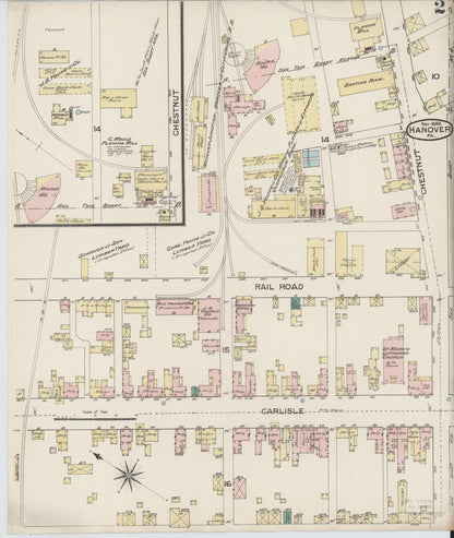 Sanborn Fire Insurance Map from Hanover, York County, Pennsylvania (1886), Sheet #0002 - Historic Sanborn Fire Insurance Map Print, vintage old map wall art, antique decor, genealogy gift, Pennsylvania Pennsylvania map