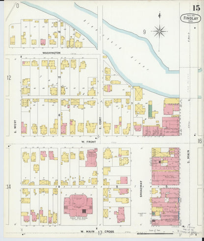 Sanborn Fire Insurance Map from Findlay, Hancock County, Ohio (1901), Sheet #0015 - Complete Map Set gallery image, historic Sanborn map, vintage wall art, Ohio Ohio