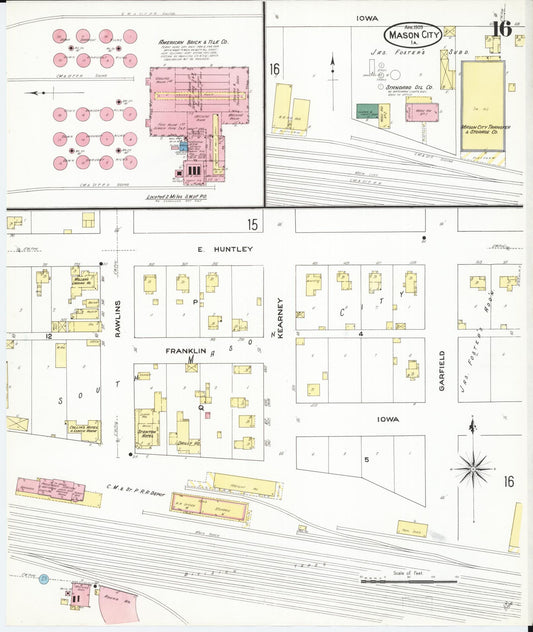 Sanborn Fire Insurance Map from Mason City, Cerro Gordo County, Iowa (1909), Sheet #0016 - Historic Sanborn Fire Insurance Map Print, vintage old map wall art