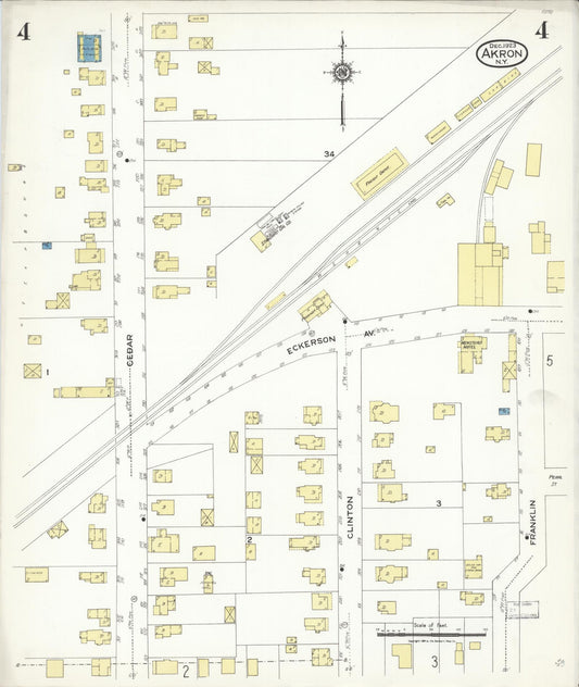 Sanborn Fire Insurance Map from Akron, Erie County, New York (1923), Sheet #0004 - Historic Sanborn Fire Insurance Map Print, vintage old map wall art, antique decor, genealogy gift, New York New York map