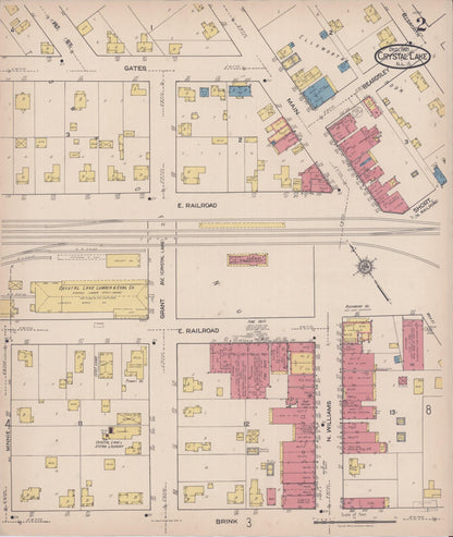 Sanborn Fire Insurance Map from Crystal Lake, McHenry County, Illinois (1921), Sheet #0002 - Historic Sanborn Fire Insurance Map Print, vintage old map wall art, antique decor, genealogy gift, Illinois Illinois map