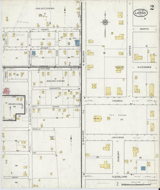 Sanborn Fire Insurance Map from Largo, Pinellas County, Florida (1917), Sheet #0002 - Historic Sanborn Fire Insurance Map Print, vintage old map wall art, antique decor, genealogy gift, Florida Florida map