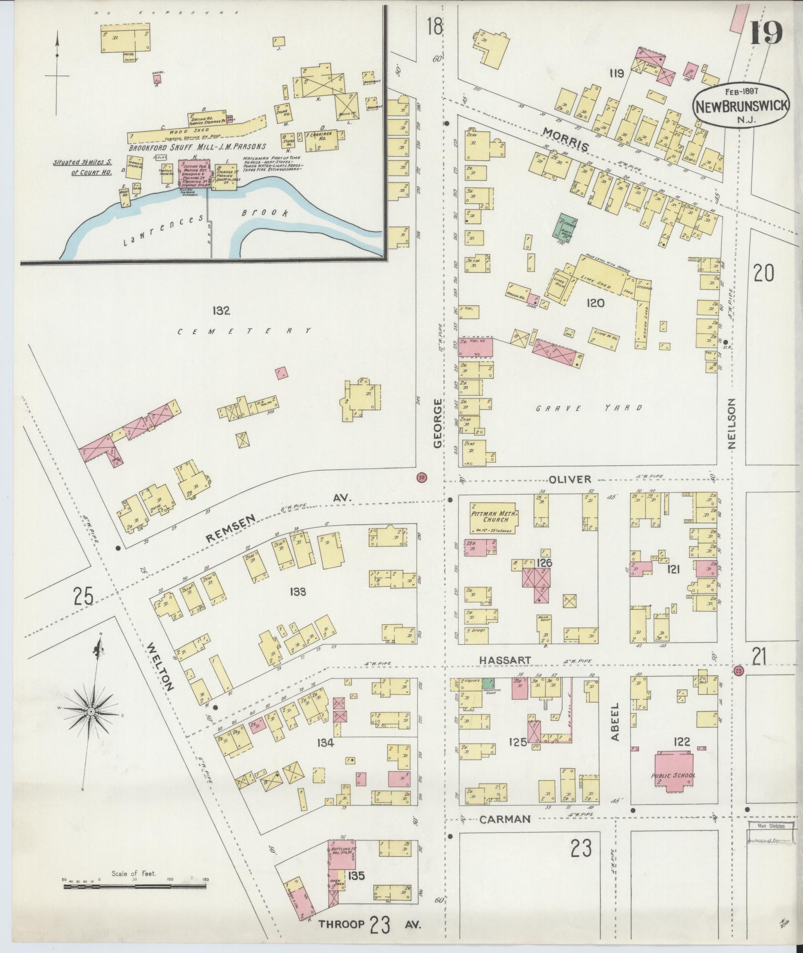 Sanborn Fire Insurance Map from New Brunswick, Middlesex County, New Jersey (1897), Sheet #0019 - Complete Map Set gallery image, historic Sanborn map, vintage wall art, New Jersey New Jersey