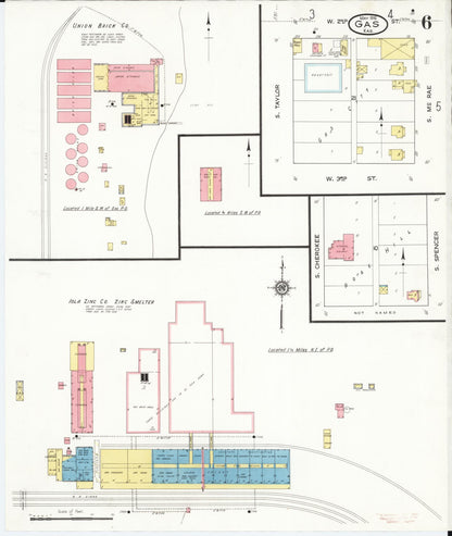Sanborn Fire Insurance Map from Gas, Allen County, Kansas (1916), Sheet #0006 - Complete Map Set gallery image, historic Sanborn map, vintage wall art, Kansas Kansas