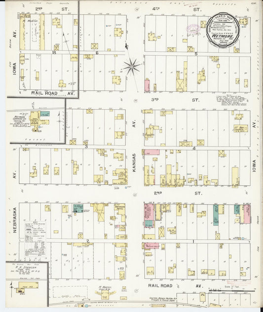 Sanborn Fire Insurance Map from Wetmore, Nemaha County, Kansas (1893), Sheet #0001 - Historic Sanborn Fire Insurance Map Print, vintage old map wall art, antique decor, genealogy gift, Kansas Kansas map