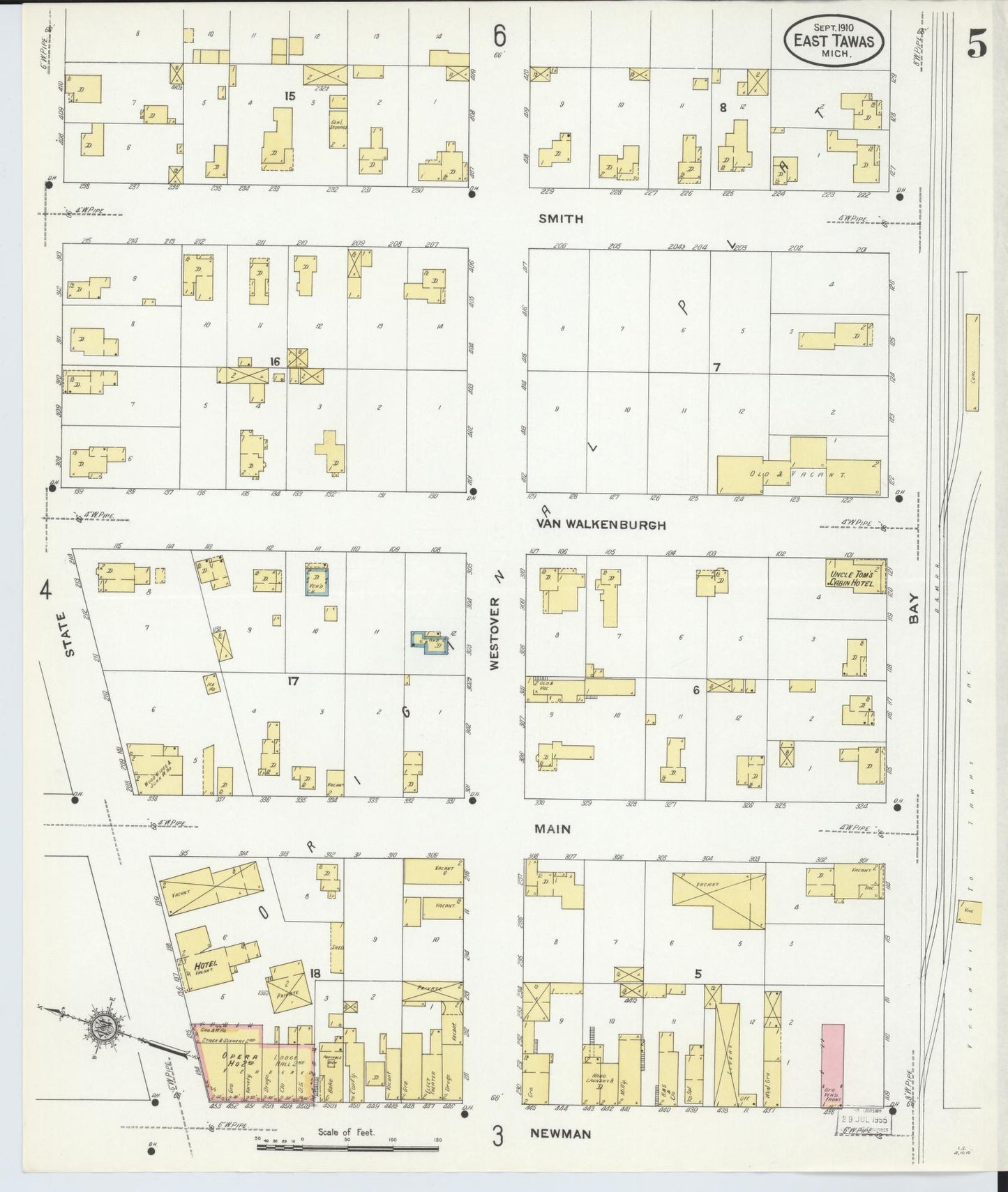 Sanborn Fire Insurance Map from East Tawas, Iosco County, Michigan (1910), Sheet #0005 - Complete Map Set gallery image, historic Sanborn map, vintage wall art, Michigan Michigan