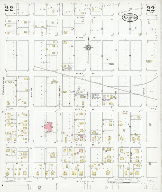 Sanborn Fire Insurance Map from Plainview, Hale County, Texas (1927), Sheet #0022 - Historic Sanborn Fire Insurance Map Print, vintage old map wall art, antique decor, genealogy gift, Texas Texas map