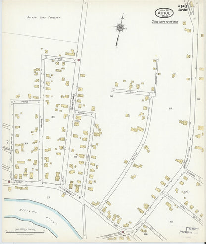 Sanborn Fire Insurance Map from Athol, Worcester County, Massachusetts (1917), Sheet #0022 - Complete Map Set gallery image, historic Sanborn map, vintage wall art, Massachusetts Massachusetts