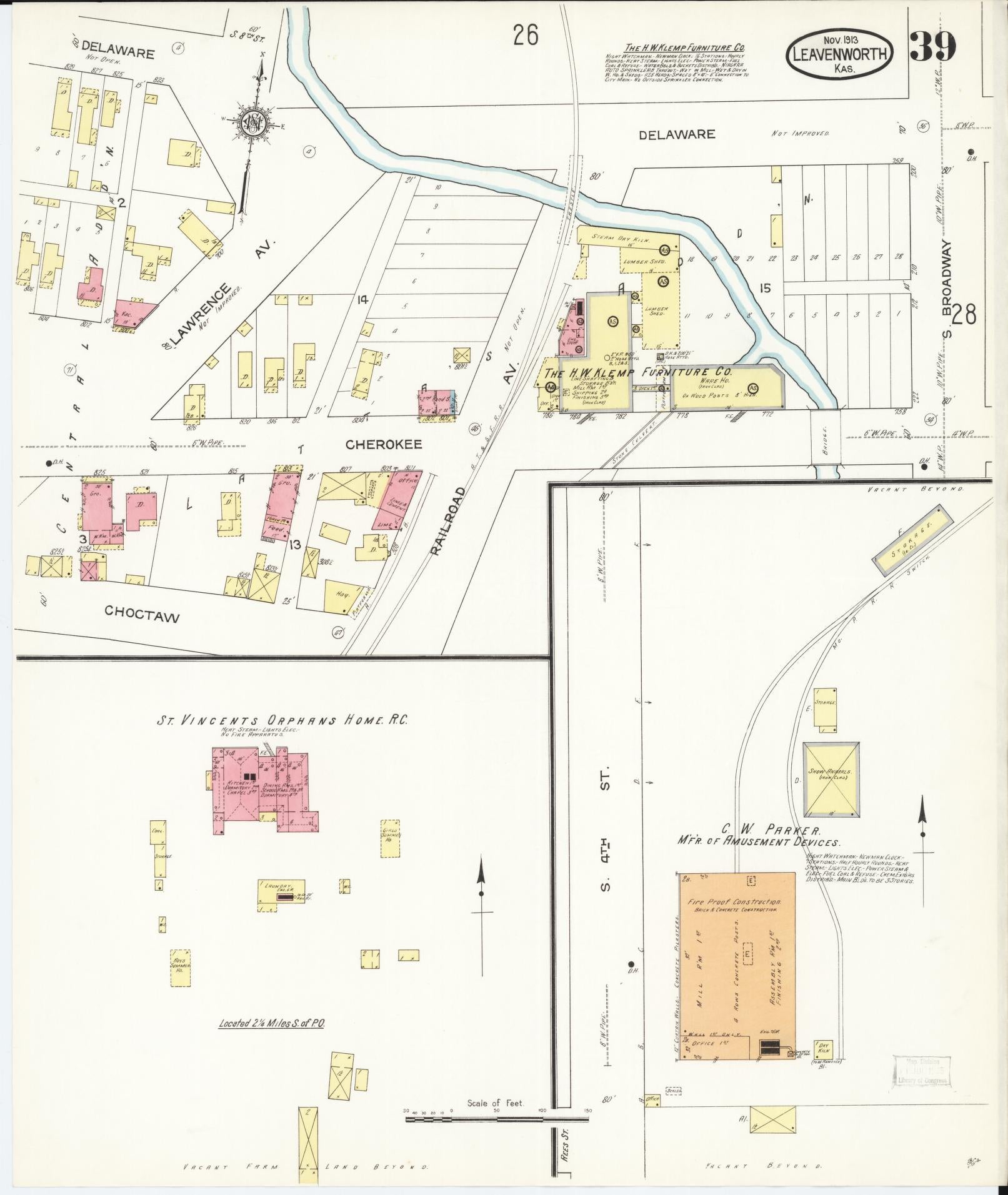 Sanborn Fire Insurance Map from Leavenworth, Leavenworth County, Kansas (1913), Sheet #0040 - Historic Sanborn Fire Insurance Map Print, vintage old map wall art, antique decor, genealogy gift, Kansas Kansas map
