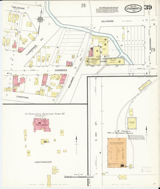 Sanborn Fire Insurance Map from Leavenworth, Leavenworth County, Kansas (1913), Sheet #0040 - Historic Sanborn Fire Insurance Map Print, vintage old map wall art, antique decor, genealogy gift, Kansas Kansas map