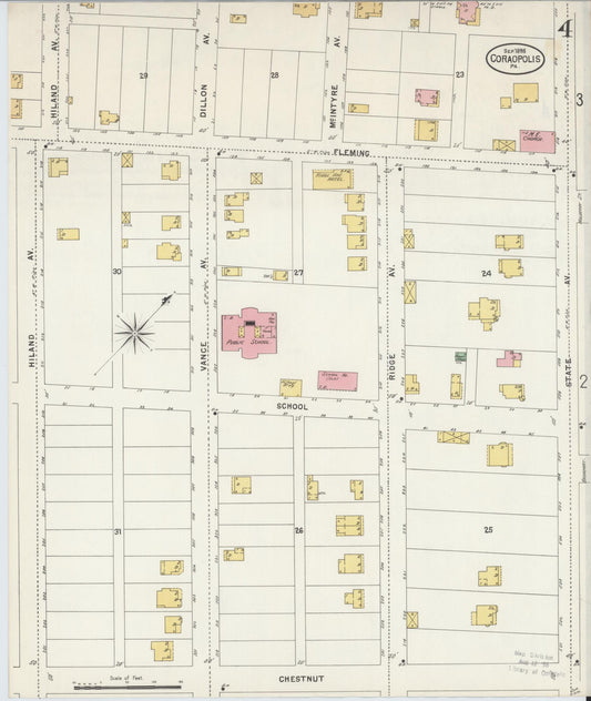 Sanborn Fire Insurance Map from Coraopolis, Allegheny County, Pennsylvania (1898), Sheet #0004 - Historic Sanborn Fire Insurance Map Print, vintage old map wall art, antique decor, genealogy gift, Pennsylvania Pennsylvania map