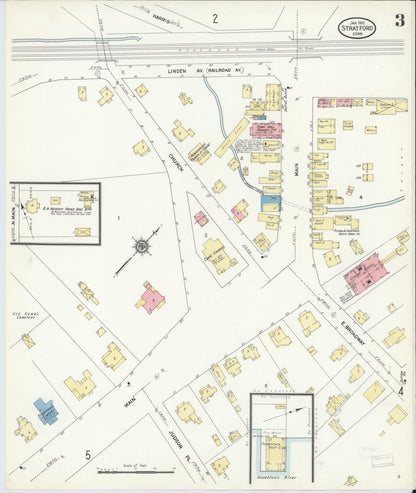 Sanborn Fire Insurance Map from Stratford, Fairfield County, Connecticut (1912), Sheet #0003 - Complete Map Set gallery image, historic Sanborn map, vintage wall art, Connecticut Connecticut