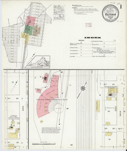 Sanborn Fire Insurance Map from Victoria, Lunenburg County, Virginia (1915), Sheet #0001 - Complete Map Set gallery image, historic Sanborn map, vintage wall art, Virginia Virginia