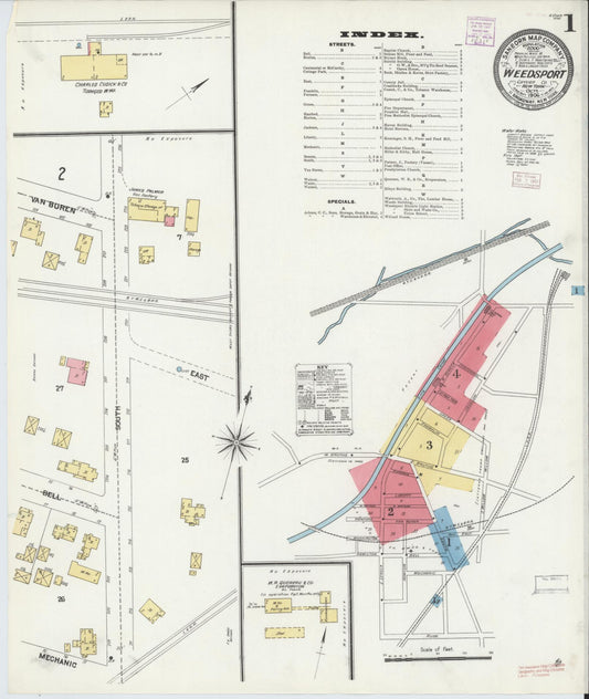 Sanborn Fire Insurance Map from Weedsport, Cayuga County, New York (1906), Sheet #0001 - Complete Map Set gallery image, historic Sanborn map, vintage wall art, New York New York