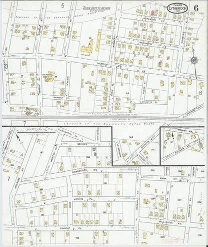 Sanborn Fire Insurance Map from Lynbrook, Nassau County, New York (1919), Sheet #0006 - Complete Map Set gallery image, historic Sanborn map, vintage wall art, New York New York