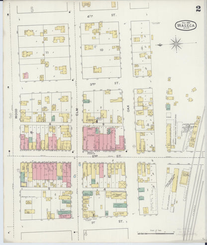 Sanborn Fire Insurance Map from Waseca, Waseca County, Minnesota (1894), Sheet #0002 - Historic Sanborn Fire Insurance Map Print, vintage old map wall art, antique decor, genealogy gift, Minnesota Minnesota map