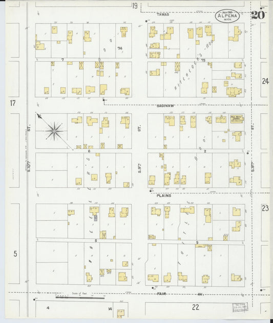 Sanborn Fire Insurance Map from Alpena, Alpena County, Michigan (1901), Sheet #0020 - Historic Sanborn Fire Insurance Map Print, vintage old map wall art, antique decor, genealogy gift, Michigan Michigan map