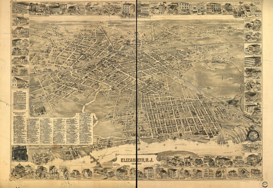 Elizabeth, N.J. 1898. (1898) – Historic Bird’s-Eye View Panorama Print