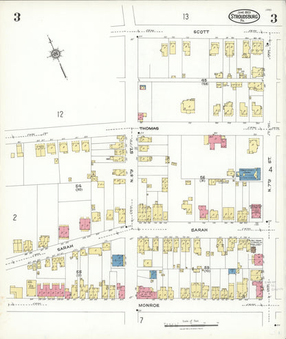 Sanborn Fire Insurance Map from Stroudsburg, Monroe County, Pennsylvania (1923), Sheet #0003 - Complete Map Set gallery image, historic Sanborn map, vintage wall art, Pennsylvania Pennsylvania