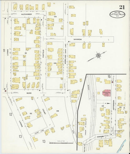 Sanborn Fire Insurance Map from Little Falls, Herkimer County, New York (1911), Sheet #0021 - Complete Map Set gallery image, historic Sanborn map, vintage wall art, New York New York