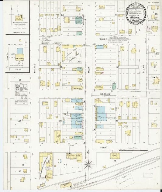 Sanborn Fire Insurance Map from Moline, Elk County, Kansas (1896), Sheet #0001 - Historic Sanborn Fire Insurance Map Print, vintage old map wall art, antique decor, genealogy gift, Kansas Kansas map