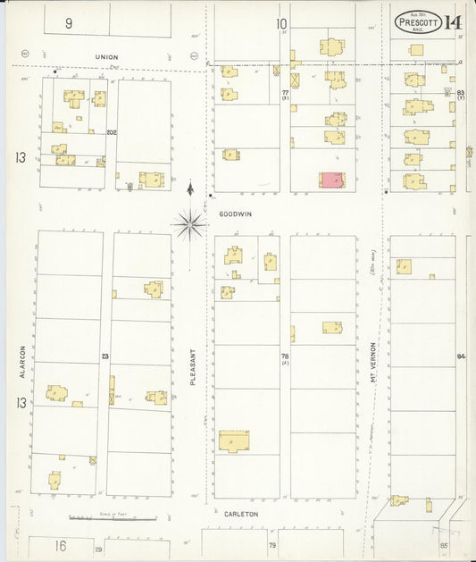 Sanborn Fire Insurance Map from Prescott, Yavapai County, Arizona (1901), Sheet #0014 - Historic Sanborn Fire Insurance Map Print, vintage old map wall art, antique decor, genealogy gift, Arizona Arizona map