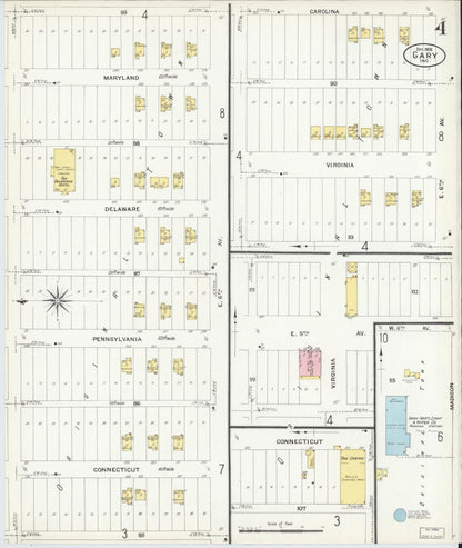 Sanborn Fire Insurance Map from Gary, Lake County, Indiana (1908), Sheet #0004 - Historic Sanborn Fire Insurance Map Print, vintage old map wall art, antique decor, genealogy gift, Indiana Indiana map