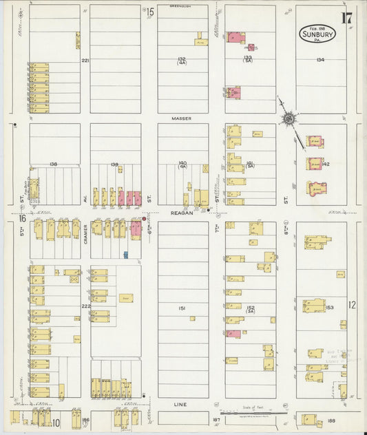 Sanborn Fire Insurance Map from Sunbury, Northumberland County, Pennsylvania (1918), Sheet #0017 - Historic Sanborn Fire Insurance Map Print, vintage old map wall art, antique decor, genealogy gift, Pennsylvania Pennsylvania map