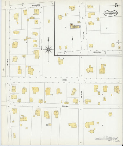 Sanborn Fire Insurance Map from Nacogdoches, Nacogdoches County, Texas (1906), Sheet #0005 - Complete Map Set gallery image, historic Sanborn map, vintage wall art, Texas Texas