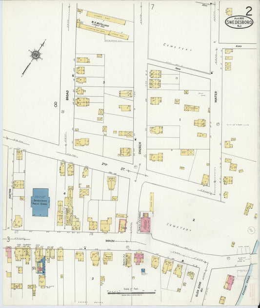 Sanborn Fire Insurance Map from Swedesboro, Gloucester County, New Jersey (1920), Sheet #0002 - Historic Sanborn Fire Insurance Map Print, vintage old map wall art, antique decor, genealogy gift, New Jersey New Jersey map
